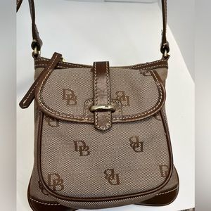 Dooney & Bourke Canvas Leather Crossbody Letter Carrier Brown DB Monogram